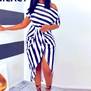 Black and white bodycon slit skirt set